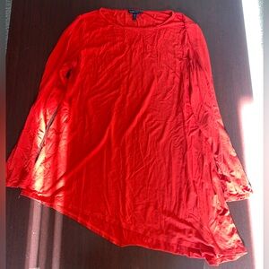 Eileen Fisher Asymmetrical Red Long Sleeve Top